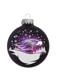 Ornament - Purple with Mascot head and glitter snow