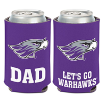 Koozie - 2 Sided Design Mascot over Dad and Mascot over Let's Go Warhawks