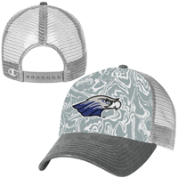 Trucker Hat - Grey and Teal Marble Design with Embroidered Mascot