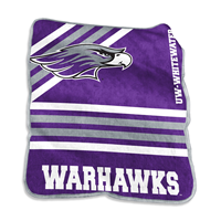 Blanket - 50" x 60" Raschel Throw Mascot over Warhawks with Line Design