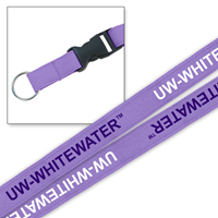 Lanyard - Woven UW-Whitewater White and Purple Repeated Lettering