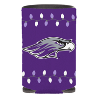 Koozie - Can Size Purple Mascot with String Lights Design