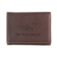 ID Holder - Brown Leather Stitch Tri-Fold Wallet with Imprinted Mascot over UW-Whitewater