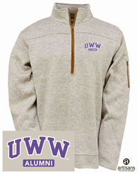 Artisans 1/2 Zip Embroidered UWW arched over Alumni