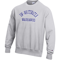 Reverse Weave Crewneck Sweatshirt with 2 Tone UW-Whitewater over Warhawks