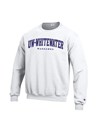 Crewneck Sweatshirt with Tackle Twill Lettering UW-Whitewater and Embroidered Warhawks