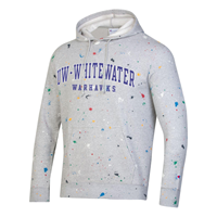 Champion Hooded Sweatshirt Paint Splatter Design with UW-Whitewater over Warhawks