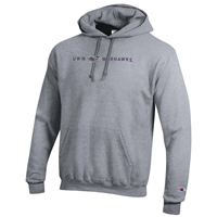 Hooded Sweatshirt with Embroidered UWW next to Mascot and Warhawks