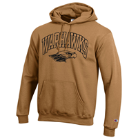 Champion Hooded Sweatshirt Warhawks Outline arched over Mascot