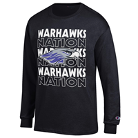 Long Sleeve Shirt Warhawk Nation Repeating with Large Mascot