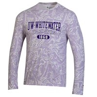 Long Sleeve Shirt Marble Swirl with UW-Whitewater over Warhawks in 1868 Pill