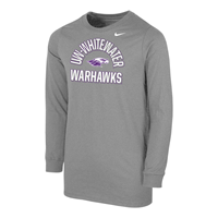 Youth Long Sleeve Shirt with UW-Whitewater arched over Warhawks