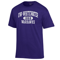 T-Shirt UW-Whitewater arched over 1868 in pill over Warhawks