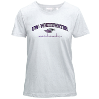 Camp David T-Shirt Confetti Reflective UW-Whitewater over Mascot over Cursive Warhawks