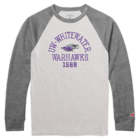 League T-Shirt Two Tone UW-Whitewater arched over Mascot over Warhawks 1868