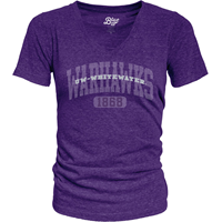 Blue 84 V-Neck T-Shirt with UW-Whitewater inside Shadow Warhawks over 1868